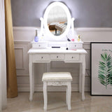 With Light Bulb Single Mirror 5 Drawer Dressing Table White 51281563