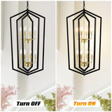 8-Light Lantern Tired Farmhouse Ceiling Hanging Light Black Chandelier Metal Modern Pendant Light W1592P209881