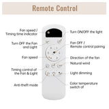 (Same as W882P146310) 52 Inch Modern Ceiling Fan With 3 Color Dimmable 5 ABS Blades Remote Control W882P293454