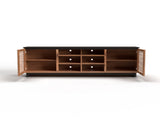 85 inch TV Stand Console for TVs up to 95 inches, No Assembly Required, Black with Bourbon Finish B108P160163
