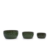 Handmade Glazed Ceramic Planter Set of 3, 15/12/10 Inch Diameter, Hammered Pattern, for Bamboo & W3273P321525