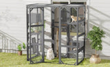 Outdoor Cat House, DIY Cat Enclosure, Cat Catio with Double Enter Doors, 62.8"L x 32.2"W x68.5"H N719P283198R