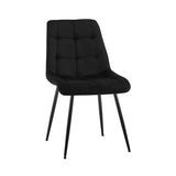 Velvet Dining Chair set of 2, Metal Legs, Adjustable Feet, Black 62151339