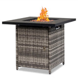 ZNTS 28-Inch Fire Table,50000 BTU Gas Firepit with Volcanic Stone Black 53574282