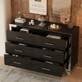 Elegant High Gloss Dresser with Metal Handle,Mirrored Storage Cabinet with 6 Drawers for N733P205355B