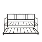 Twin Daybed with Trundle Multifunctional Metal Lounge Daybed Frame WF189880AAB