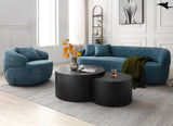 360&deg Swivel Mid Century Modern Curved Sofa, 1-Seat Cloud couch Boucle sofa Fabric Couch, Blue W87691482