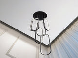 High Ceiling Chandelier Modern LED Ring Pendant Light 3 Color Dimmable Black Chandeliers 92072349