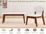 Rubberwood Dining Table Set, 1 Rectangular Table 4 Upholstered Chairs 1 Bench, Dark Walnut 33779655