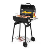 ZNTS Charcoal Grills Outdoor BBQ Grill, Barrel Charcoal Grill with Side Table and Wheels, for Outdoor 49876379