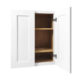30 Inch White Shaker Double Door Wall Cabinet Solid Wood with 2 adjustable shelves Ready to Assemble T2950P366459