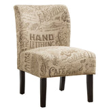 Capa Chalkboard Light Print Fabric Armless Contemporary Accent Chair T2574P164262