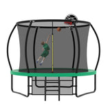 ZNTS 10FT Pumpkin Trampoline, Outdoor Trampoline with Basketball Hoop, Enclosure Net and Ladder W1163P148156