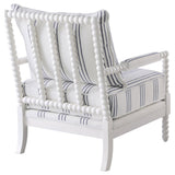 White and Navy Upholstered Stripe Accent Chair B062P145435