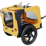 Yellow Outdoor Heavy Duty Foldable Utility Pet Stroller Dog Carriers Bicycle Trailer W136458017
