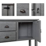 48'' Solid Wood Sideboard Console Table with 2 Drawers and Cabinets and Bottom Shelf, Retro Style W120270245