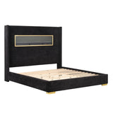Contemporary Style Black Color 1pc Eastern King Size Bed Upholstered Fabric Bedroom Furniture B2741P439940