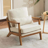 Oak Armrest Oak Upholstered Single Lounge Chair Indoor Lounge Chair Off-White 68954457