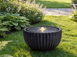 17.5" Gray Stone Sphere Water Fountain with 6 LED Lights Indoor Outdoor Water Feature 44486514
