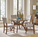Classic Light Oak Finish Dining Chairs Set of 2 Button-Tufted Gray Upholstery Mid-Century Modern B011P175775