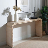 Natural Console Table, 59in Entryway Table, Curved Waterfall-style Table,Console table with W2729P263652