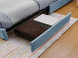Full Size Kids Upholstered Bed with Oversized Rabbit Ear Headboard, LED Light & 4 Storage Drawers, W1413P384925