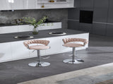 Set of 2 Bar Stools,with Chrome Footrest and Base Swivel Height Adjustable Mechanical Lifting Velvet W1249P247740
