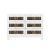 Rustic Farmhouse Style Wooden Dresser with 6 Drawers, Storage Cabinet for Bedroom with Metal WF530908AAK