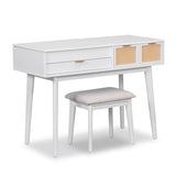 43.3" Classic Wood Makeup Vanity Set with Flip-top Mirror and Stool, Dressing Table with Three WF305498AAK