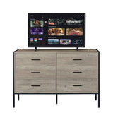 Wood Dresser with 6 Drawers, Wooden Storage Closet for Bedroom, Solid Clothes Cabinet with Sturdy 51437233