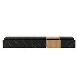 ON-TREND TV Stand with Faux Marble and Walnut Wood Grain Finish for TVs up to 88'', Modern WF320812AAB