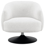 Beige and Matte Black Upholstered Swivel Accent Chair B062P145618