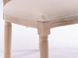 French Style Solid Wood Frame Linen Fabric Oval Back Dining Chair,Set of 2,Cream W162278981