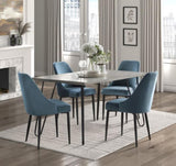 ZNTS Modern Sleek Design Velvet Fabric Blue Side Chair Set of 2 Black Finish Metal Legs Dining Furniture B011134421