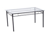 Iron Glass Dining Table and Chairs Black One Table and Four Chairs PU Cushion 36919194