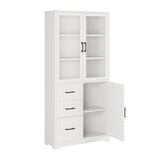 3 doors 3 drawers 5 layers Triamine board veneer 78*38.5*170cm display cabinet white N001 52480970