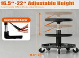 Black Rolling Mechanic Stool with 2-Tier Tool Storage Trays, PU Leather Pneumatic Height 25679117