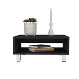 ZNTS Coffee Table 10.6" H, 1 shelf, 4 legs, Black B097P250873