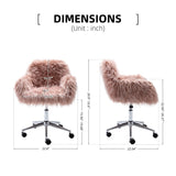 HengMing Modern Faux fur home office chair, fluffy chair for girls, makeup vanity Chair W21222750