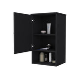 Carrizo Medicine Cabinet in Melamine With One Door, Black B128P237146