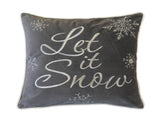 Let It Snow Embroidered Cotton Throw Pillow 20x20" Gray Winter Accent Cushion with Insert Set of 4 B357P609252