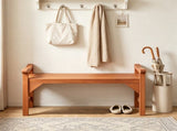 Solid Wood Outdoor Garden Bench, Rustic Minimalist Patio Bench with Curved Slatted Seat & Side 60831672