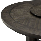 1pc Transitional Round Table with Lazy Susan Dark Brown Finish Single Pedestal Wooden Dining Room B011P207874