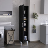 Laska 70" Tall Storage Cabinet Broom Closet with Broom Hangers,and Four Shelves Black B200P240253