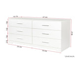 6 Drawer Double Dresser for Bedroom, Wide Storage Cabinet for Living Room Home Entryway, White 91140826