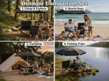Portable Folding Picnic Chair Set with Umbrella, 2-Person Outdoor Camping Chairs Cup Holders, 65581763