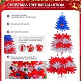 6 FT Patriotic Artificial Christmas Tree, Hinged Tree 4th of July Patriotic Decorations with 900 92099137