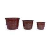 Handmade Glazed Ceramic Planter Set of 3, 16/13/10 Inch Diameter, Horizontal Rib Design, for W3273P321532