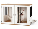 Furniture Style Dog Crate with 360&deg Rotating Feeder & 304 Stainless Steel Bowls, Double Locking 78153530