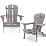 Wood Patio Chair for Garden Outdoor Wooden Folding Adirondack Chair Set of 2 Solid Cedar Wood 61370535